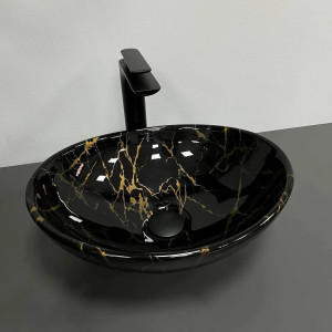 Умивальник накладний VBI Parma Marble Black Glossy чорний. Photo 3