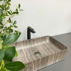 Раковина накладна VBI Arabba Dark Stone Matt коричнева матова. Photo 2