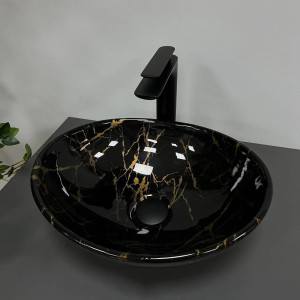 Умивальник накладний VBI Parma Marble Black Glossy чорний. Photo 2