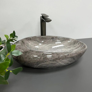 Раковина накладна VBI Vicenza Dark Stone Glossy сіра. Photo 3
