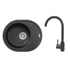 Мийка для кухні врізна Lidz 620х500 + Змішувач для кухні Lidz Aria 015F чорний матовий