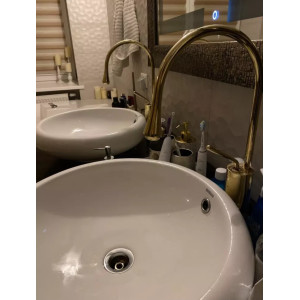 Змішувач для умивальника Lamber GOLD високий золото. Photo 2