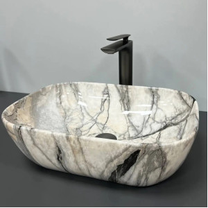 Раковина накладна VBI Ravenna Light Grey Onyx Glossy сіра. Photo 3