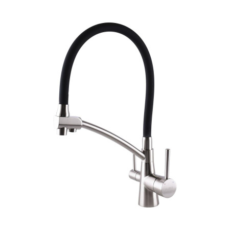 Смеситель для кухни с подключением фильтрованной воды Globus Lux LAZER GLLR-0700-8-STSTEEL Черный