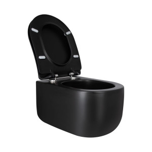 Чаша підвісного унітазу Qtap Taurus Ultra Quiet сидіння Slim Duroplast Soft-close Quick relase чорна матова. Photo 3
