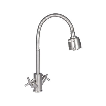 Змішувач для кухні з нержавіючої сталі Lidz Wind з рефлекторним виливом