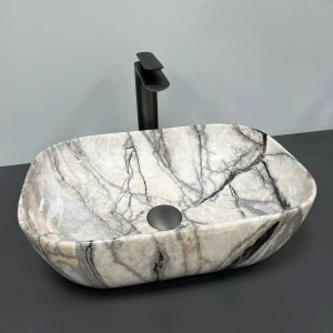 Раковина накладна VBI Ravenna Light Grey Onyx Glossy сіра. Photo 2
