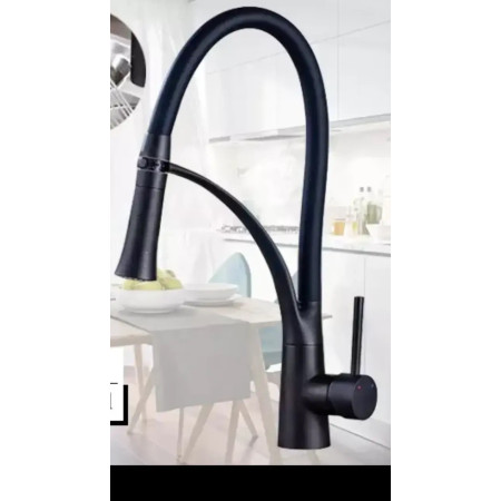 Смеситель кухонный Lamber 12905 черный матовый с силиконовым изливом