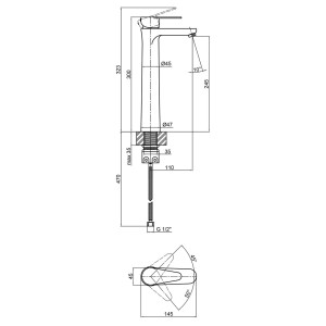 Змішувач для умивальника з нержавіючої сталі Lidz Vida нікель. Photo 3