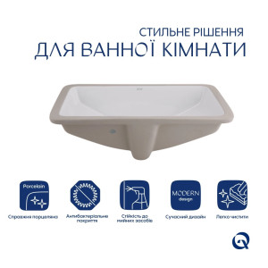 Умывальник врезной Qtap Stork 535x365x190мм белый. Photo 3