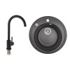 Мийка для кухні врізна Lidz D510 + Змішувач для кухні Lidz Aria чорний