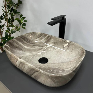 Раковина накладна VBI Ravenna Jasper Glossy сіра