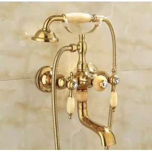 Смеситель для ванны  Lamber NATURE GOLD-2 (нефрит\золото)