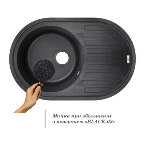 Мийка для кухні врізна Lidz 780х500 + Змішувач для кухні Lidz Aria чорний. Photo 3