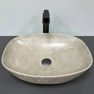Раковина накладна VBI Olbia Beige Stone Matt бежева. Photo 3