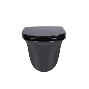 Чаша підвісного унітазу Qtap Virgo Rimless сидіння Slim Duroplast Soft-close Quick relase чорна матова. Photo 2