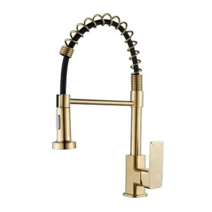 Змішувач для кухні Lamber 41081Y чорний з матовим золотом