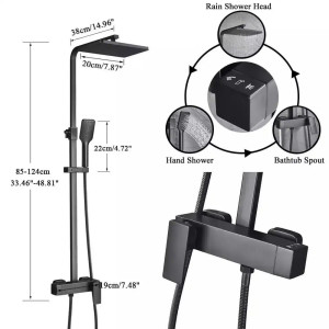 Душова система зі змішувачем для ванни Lamber 188 BLACK чорна. Photo 2
