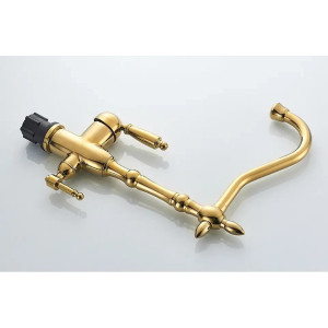 Смеситель с подключением фильтрованной воды 2 в 1 Lamber 12034 Gold. Photo 3