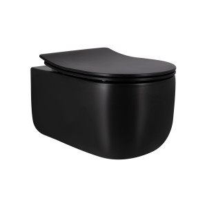 Чаша підвісного унітазу Qtap Taurus Ultra Quiet сидіння Slim Duroplast Soft-close Quick relase чорна матова