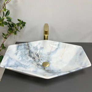 Раковина накладна VBI Venezia Granit Glossy біла. Photo 2