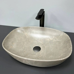 Раковина накладна VBI Olbia Beige Stone Matt бежева. Photo 2