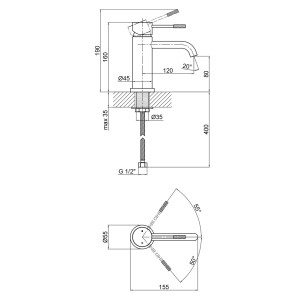 Смеситель для раковины Qtap 1050105B черный. Photo 2