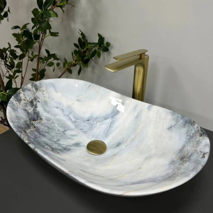 Раковина накладна VBI Turin Granit Glossy біла. Photo 2