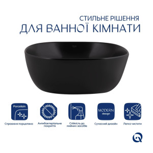 Умывальник накладной Qtap Kolibri 400x400x140мм черный. Photo 3