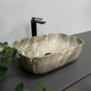 Раковина накладна VBI Ravenna Jasper Glossy сіра. Photo 2