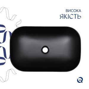 Умывальник накладной Qtap Robin 600x390x150 мм черный. Photo 3
