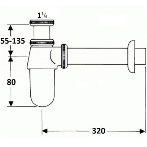 Сифон для раковини Lamber 585 (пляшкового типу) золото. Photo 3