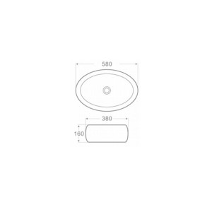 Чаша керамічна накладна NEWARC Countertop 60 (5015S-W) Декор срібло. Photo 2