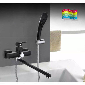 Змішувач для ванни Lamber Aqua з довгим виливом Чорний матовий