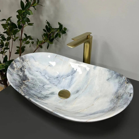 Раковина накладная VBI Turin Granit Glossy белая