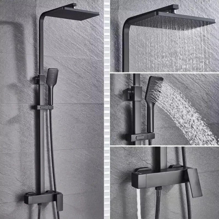 Душова система зі змішувачем для ванни Lamber 188 BLACK чорна