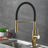Смеситель для кухни Lamber 58917 черный с золотом.