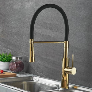 Змішувач для кухні Lamber 58917 чорний з золотом