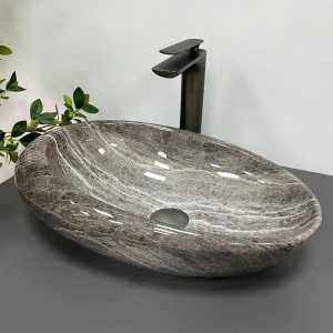Раковина накладна VBI Vicenza Dark Stone Glossy сіра. Photo 2