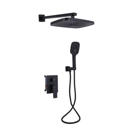 Душевая система скрытого монтажа Qtap Gemini Black Matt черная
