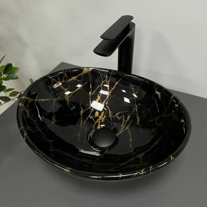 Умивальник накладний VBI Parma Marble Black Glossy чорний