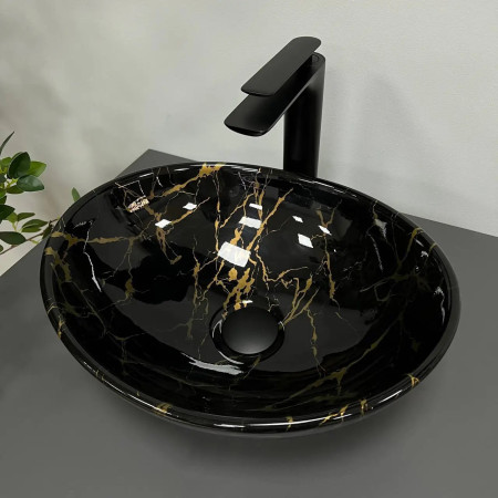Умывальник накладной VBI Parma Marble Black Glossy черный