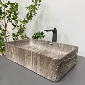 Раковина накладна VBI Arabba Dark Stone Matt коричнева матова. Photo 3