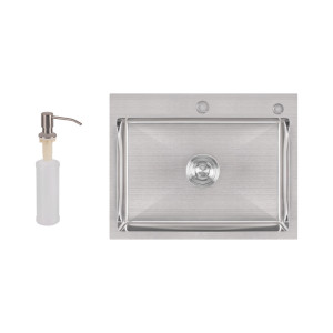 Мойка для кухни интегрированная Lidz H5845 нержавеющая сталь с дозатором