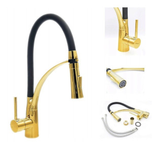 Змішувач для кухні Lamber 12948 Чорний з золотом. Photo 3