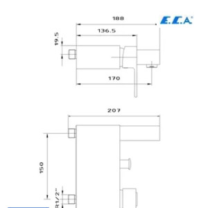 Смеситель для ванны  E.C.A Elea М 060 хром. Photo 2