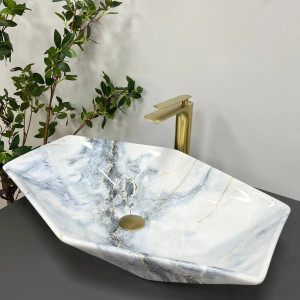 Раковина накладна VBI Venezia Granit Glossy біла. Photo 3