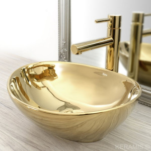 Змішувач для умивальника REA TESS GOLD високий золото. Photo 2