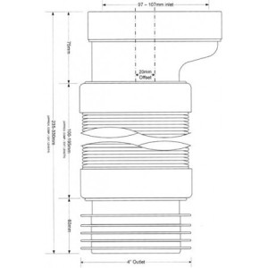 Гофра каналізаційна з ексцентриком 20 мм McAlpine WC-CON4F. Photo 2