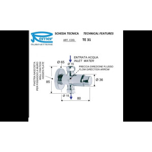 Кран дозатор для душу Remer Tempor TE31. Photo 2